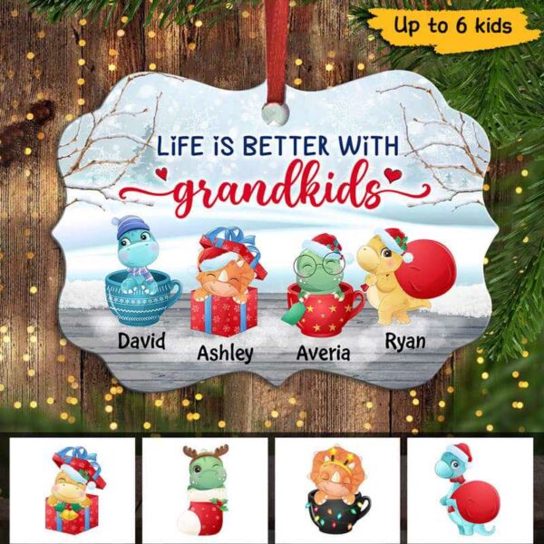 Ornament Dinosaurs Grandkids Personalized Christmas Ornament Pack 1