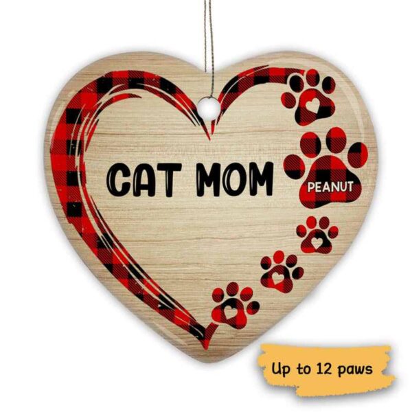 Ornament Dog Paw Print Personalized Heart Ornament