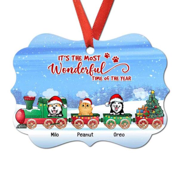 Ornament Dogs Cats On Train Personalized Christmas Ornament