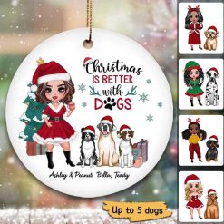 Ornament Dogs For Christmas Doll Personalized Circle Ornament Ceramic / Pack 1