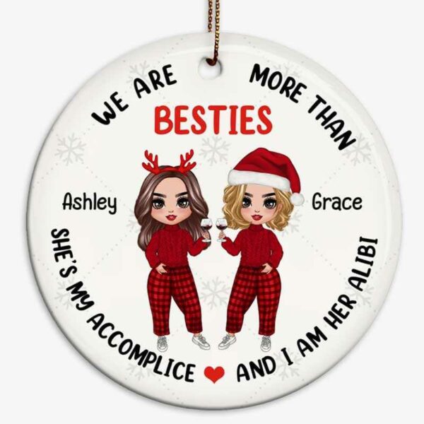 Ornament Doll Besties Accomplice Alibi Christmas Personalized Circle Ornament
