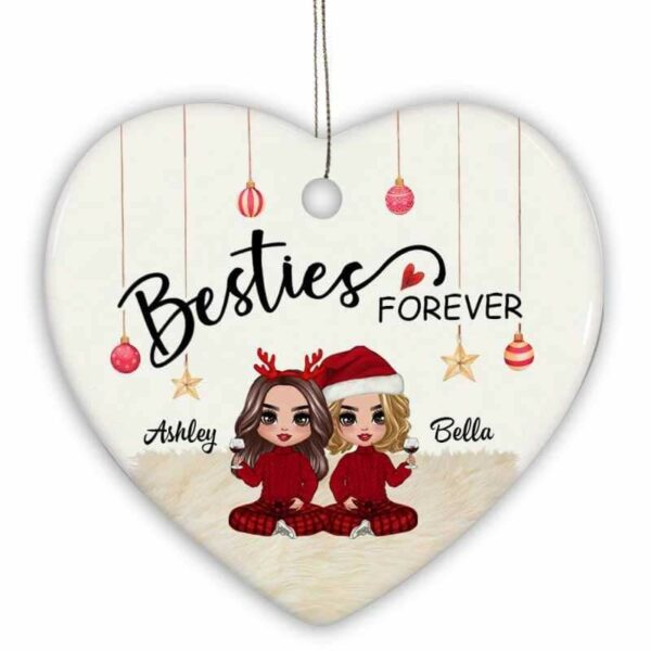 Ornament Doll Besties Christmas Checkered Pants Personalized Heart Ornament