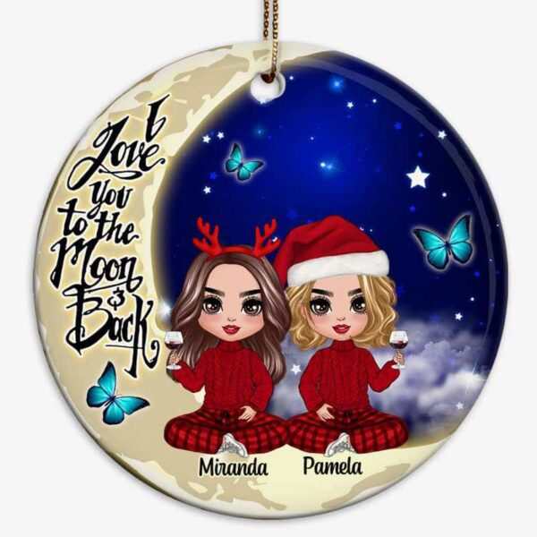 Ornament Doll Besties On The Moon Personalized Circle Ornament