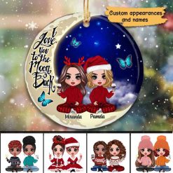 Ornament Doll Besties On The Moon Personalized Circle Ornament Ceramic / Pack 1