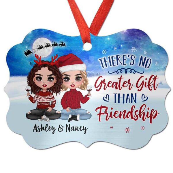 Ornament Doll Besties Sitting In Christmas Night Personalized Christmas Ornament