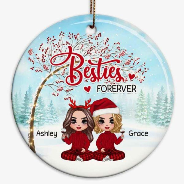 Ornament Doll Besties Under Berry Tree Personalized Circle Ornament