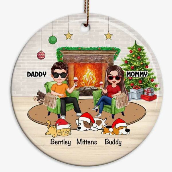 Ornament Doll Couple And Dogs Cats Personalized Christmas Ornament