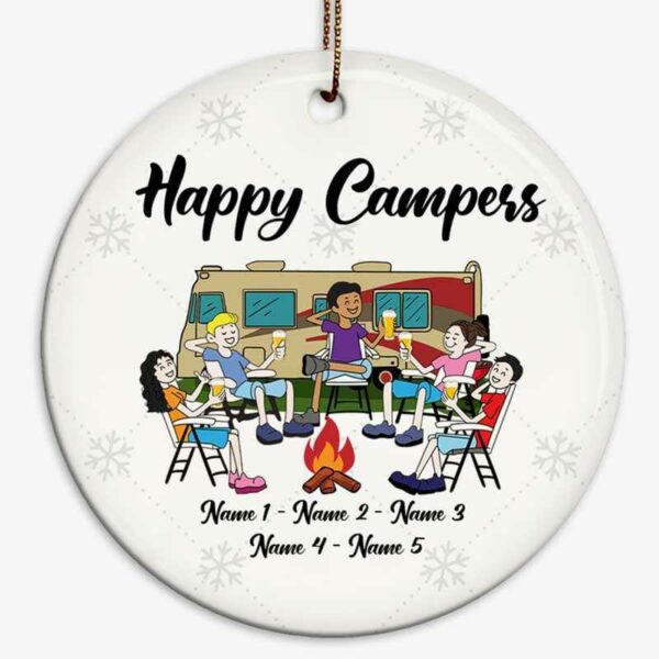 Ornament Drunkest Camping Friends Personalized Circle Ornament