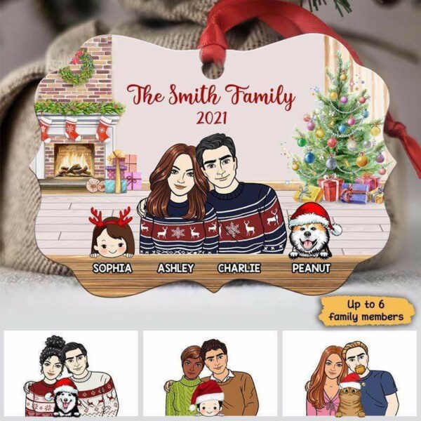 Ornament Family Couple Kids Dog Cat Personalized Christmas Ornament Pack 1