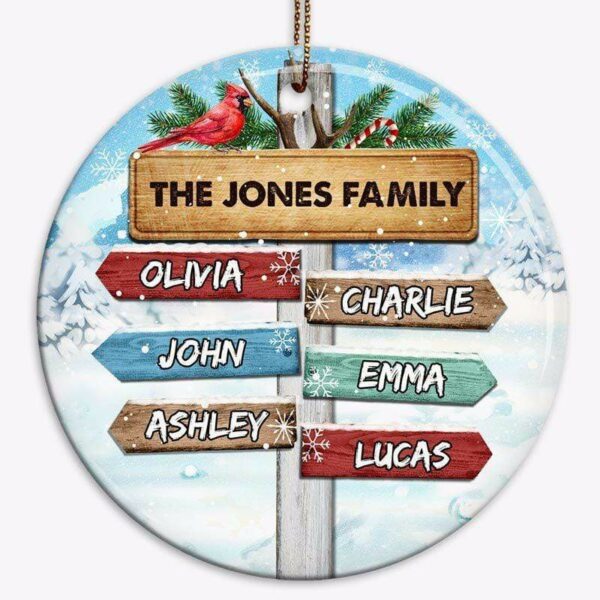 Ornament Family Direction Sign Personalized Circle Ornament