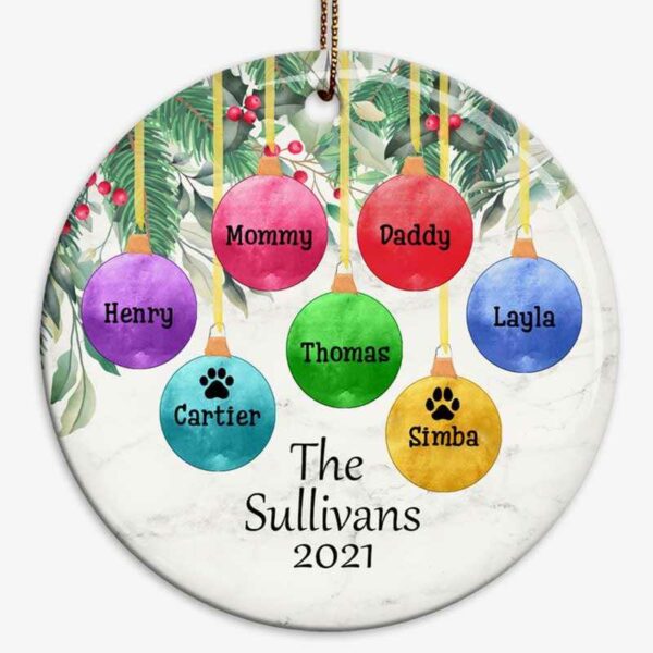 Ornament Family Name On Ornaments Personalized Circle Ornament