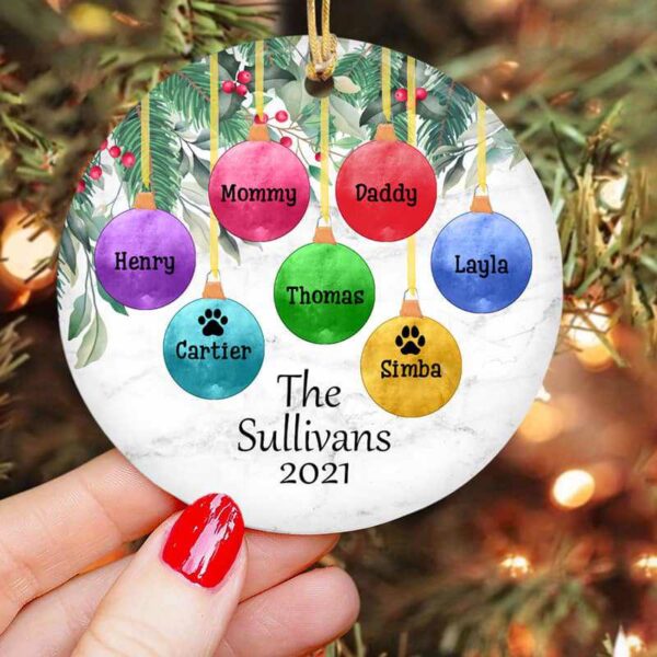 Ornament Family Name On Ornaments Personalized Circle Ornament Ceramic / Pack 1
