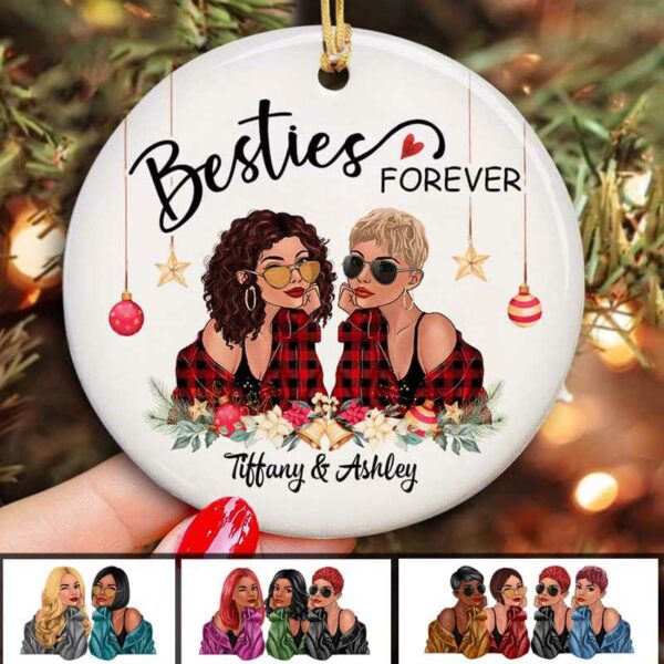 Ornament Fashion Besties Personalized Circle Ornament Ceramic / Pack 1