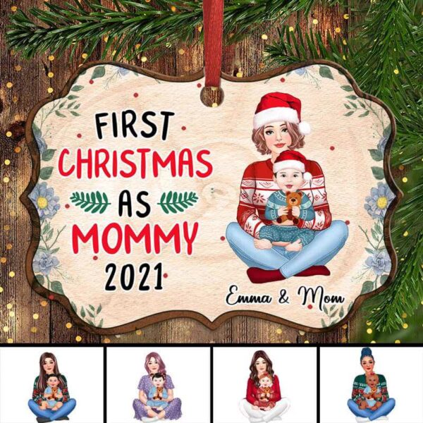 Ornament First Christmas As Mom Grandma Toddler Personalized Christmas Ornament Pack 1