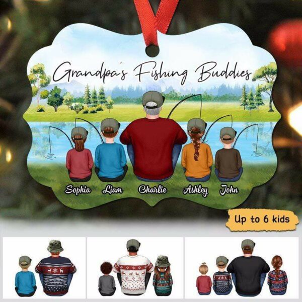 Ornament Fishing Dad Grandpa And Kids Personalized Christmas Ornament Pack 1