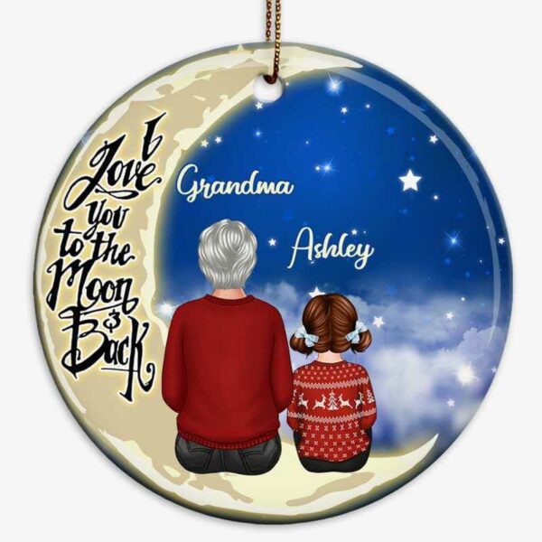 Ornament Grandma Grandkids On Moon Personalized Circle Ornament