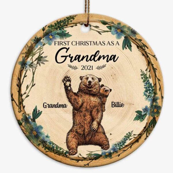 Ornament Grandma Grandma Bear First Christmas Personalized Circle Ornament