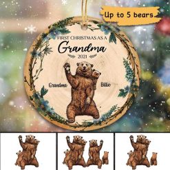 Ornament Grandma Grandma Bear First Christmas Personalized Circle Ornament Ceramic / Pack 1