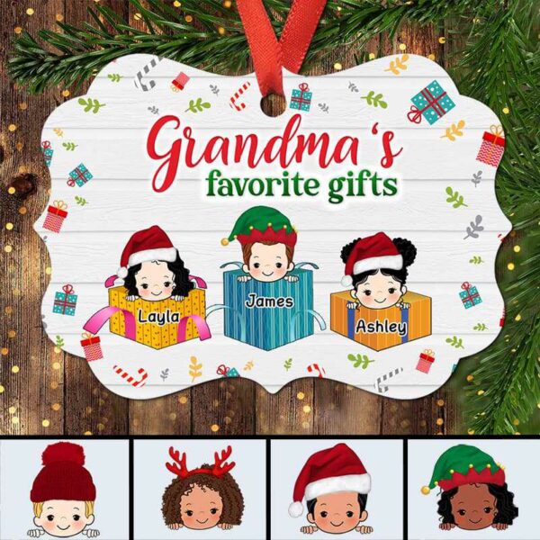 Ornament Grandma‘s Favorite Gifts Peeking Kids Box Personalized Christmas Ornament Pack 1