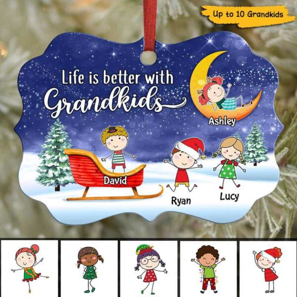 Ornament Grandma With Grandkids Better Life Personalized Christmas Ornament Pack 1