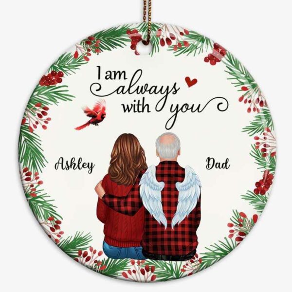 Ornament Holly Branch Memorial Personalized Circle Ornament