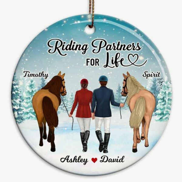 Ornament Horse Riding Partners Personalized Circle Ornament