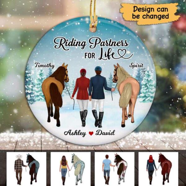 Ornament Horse Riding Partners Personalized Circle Ornament Ceramic / Pack 1