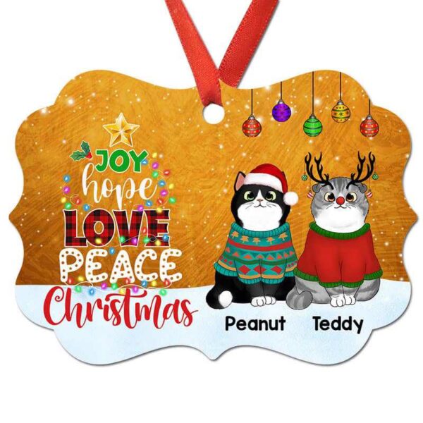 Ornament Joy Hope Love Peace Christmas Cats Personalized Christmas Ornament