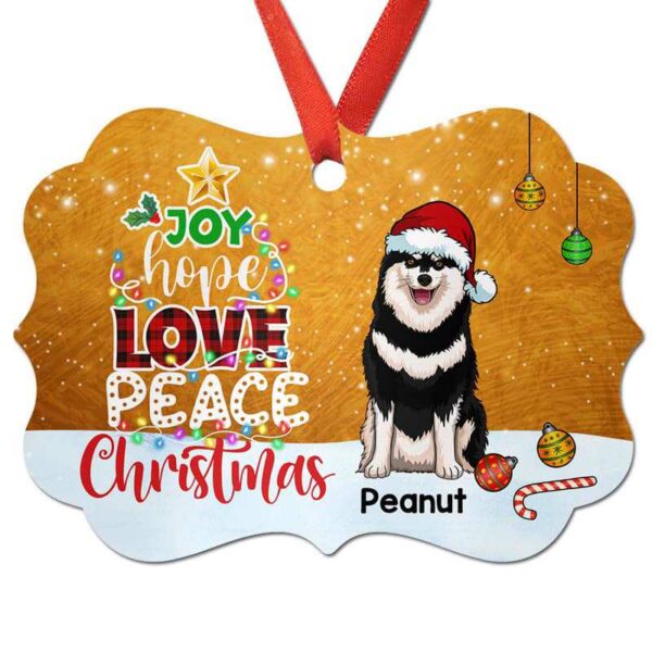 Ornament Joy Hope Love Peace Christmas Dogs Personalized Christmas Ornament