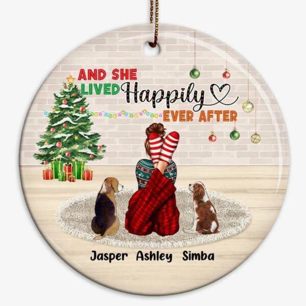 Ornament Lived Happily Ever After With Dogs Personalized Circle Ornament
