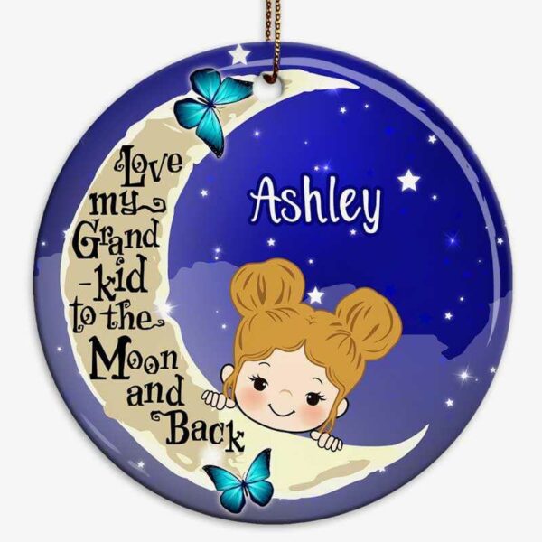Ornament Love Grandkids To The Moon Personalized Circle Ornament