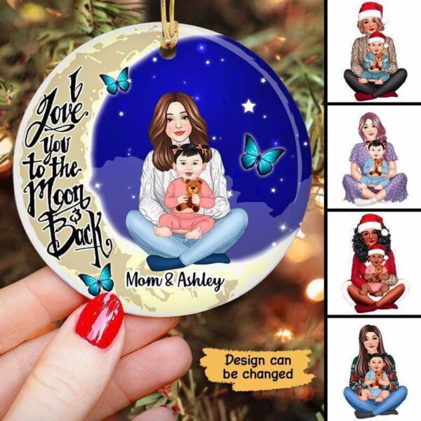 Ornament Love To The Moon & Back Toddler Personalized Circle Ornament Ceramic / Pack 1