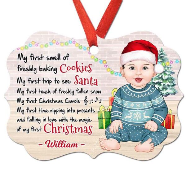 Ornament My Many First Time Baby Front View Personalized Christmas Ornament
