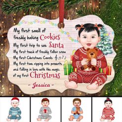 Ornament My Many First Time Baby Front View Personalized Christmas Ornament Pack 1