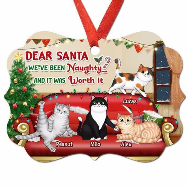 Ornament Naughty And Worth It Cats Personalized Christmas Ornament