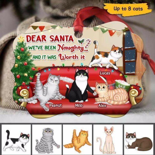 Ornament Naughty And Worth It Cats Personalized Christmas Ornament Pack 1