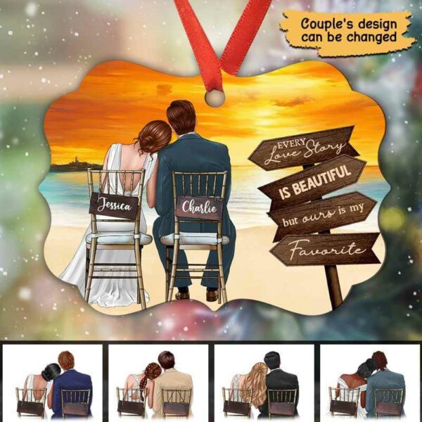 Ornament Newlywed On The Beach Personalized Christmas Ornament Pack 1