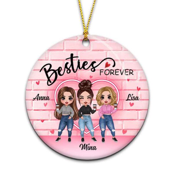Ornament Pink Wall Besties Personalized Circle Ornament