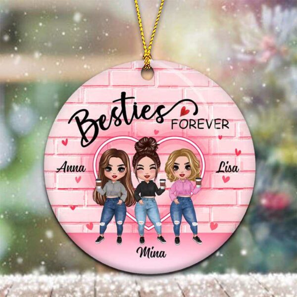 Ornament Pink Wall Besties Personalized Circle Ornament Ceramic / Pack 1