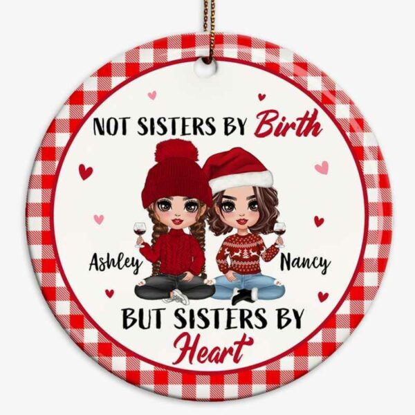Ornament Red Patterned Doll Besties Personalized Circle Ornament