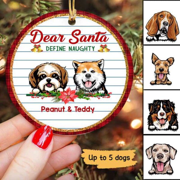 Ornament Santa Define Naughty Dogs Personalized Circle Ornament Ceramic / Pack 1
