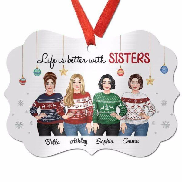 Ornament Sisters Are We Posing Woman Personalized Christmas Ornament