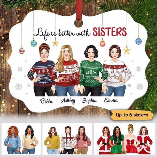 Ornament Sisters Are We Posing Woman Personalized Christmas Ornament Pack 1