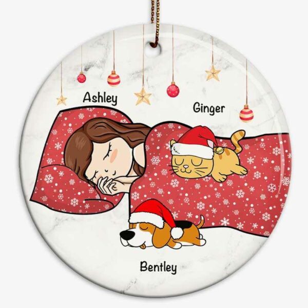 Ornament Sleep With Dogs Cats Personalized Circle Ornament