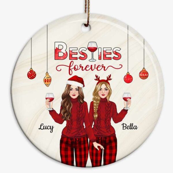 Ornament Wine Modern Besties Personalized Circle Ornament