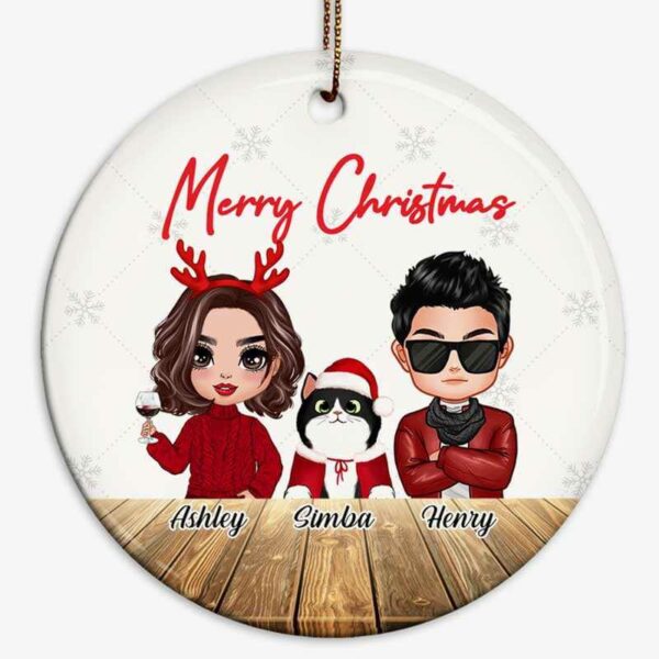Ornament You Me And The Cats Doll Personalized Circle Ornament