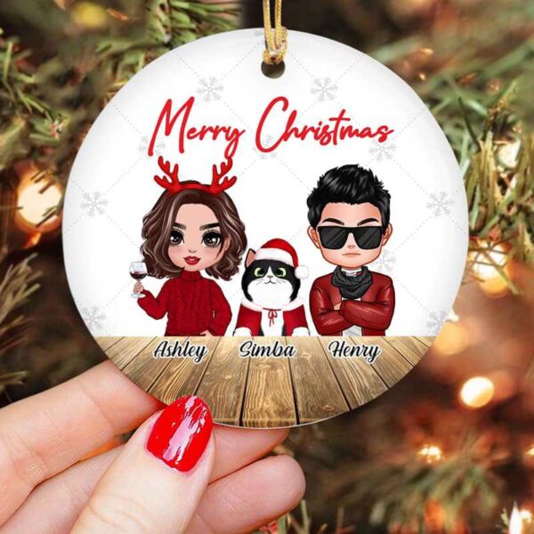 Ornament You Me And The Cats Doll Personalized Circle Ornament Ceramic / Pack 1
