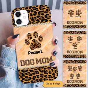 Phone Case Dog Mom Leopard Pattern Paws Personalized Phone Case IPHONE / 12 PRO MAX