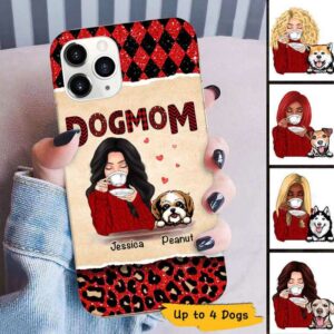 Phone Case Dog Mom Red Patterned Personalized Phone Case IPHONE / 12 PRO MAX