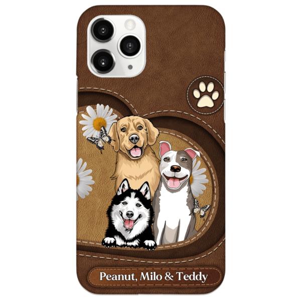Phone Case Peeking Dogs Leather Pattern Personalized Phone Case